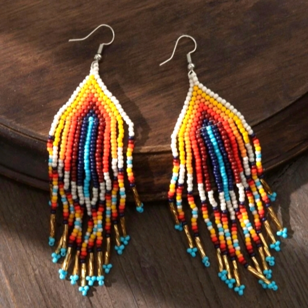 Sunset Beaded Dangle Earrings